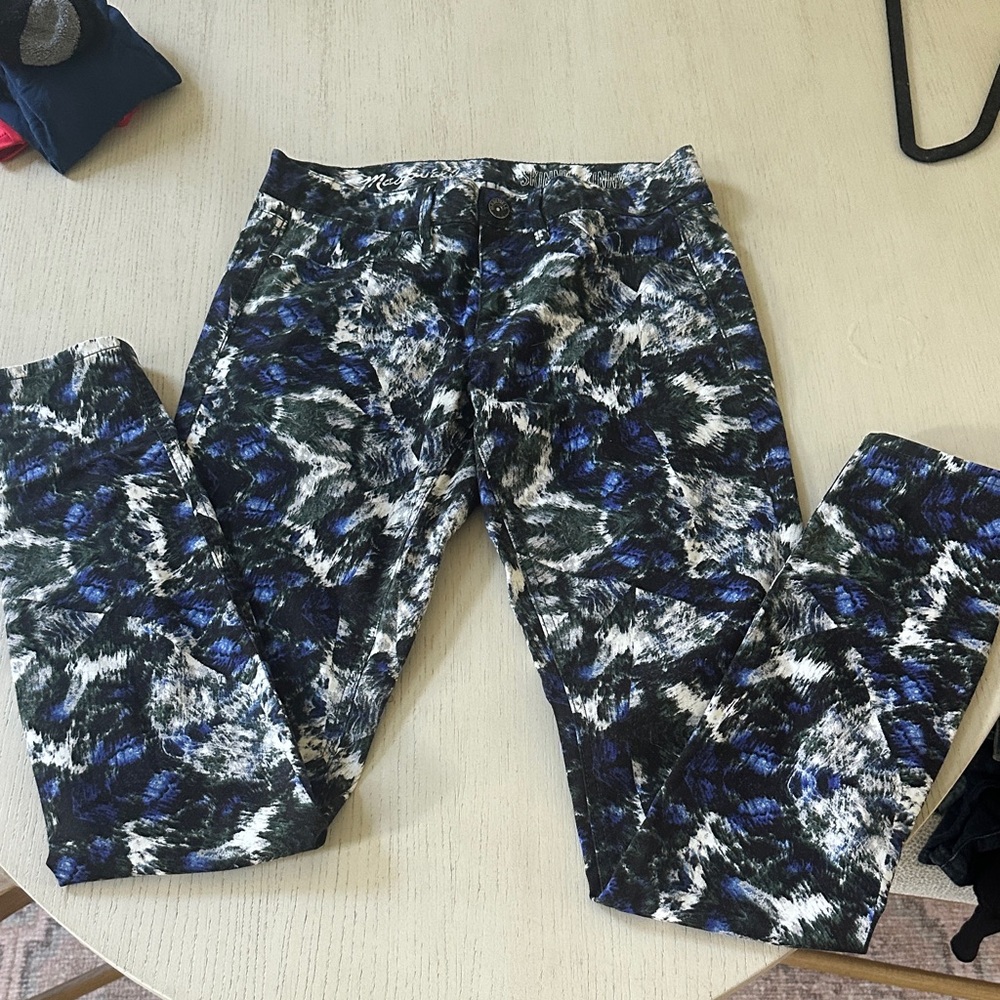 Madewell Blue and Black Patterned Skinny Pants
